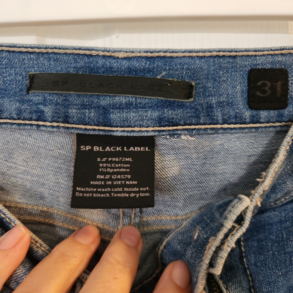 SP Black Label Womens Blue High Rise Distressed Raw Hem Jeans Sz 31 - Picture 6 of 8